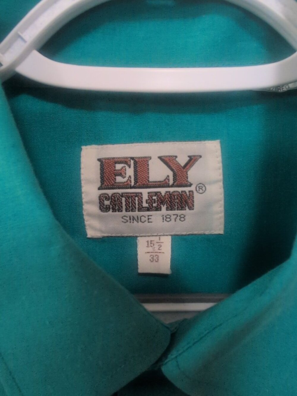 Ely Cattleman Shirt Mens 15 1/2 33 Blue Teal Long Sleeve VTG Pearl Snap Western - Picture 2 of 9